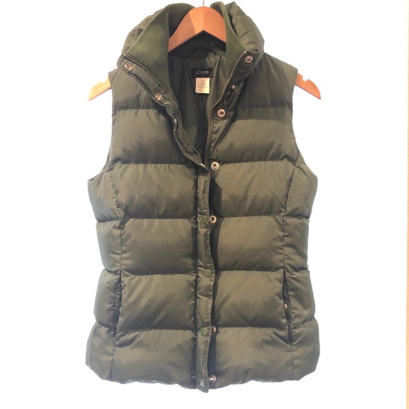 J. Crew Jackets & Blazers - J. Crew XS Dark Green Down Vest Puffer Zip Up J